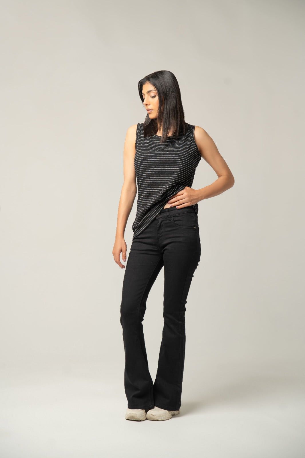 The Fine Stripe Knit Tank Top