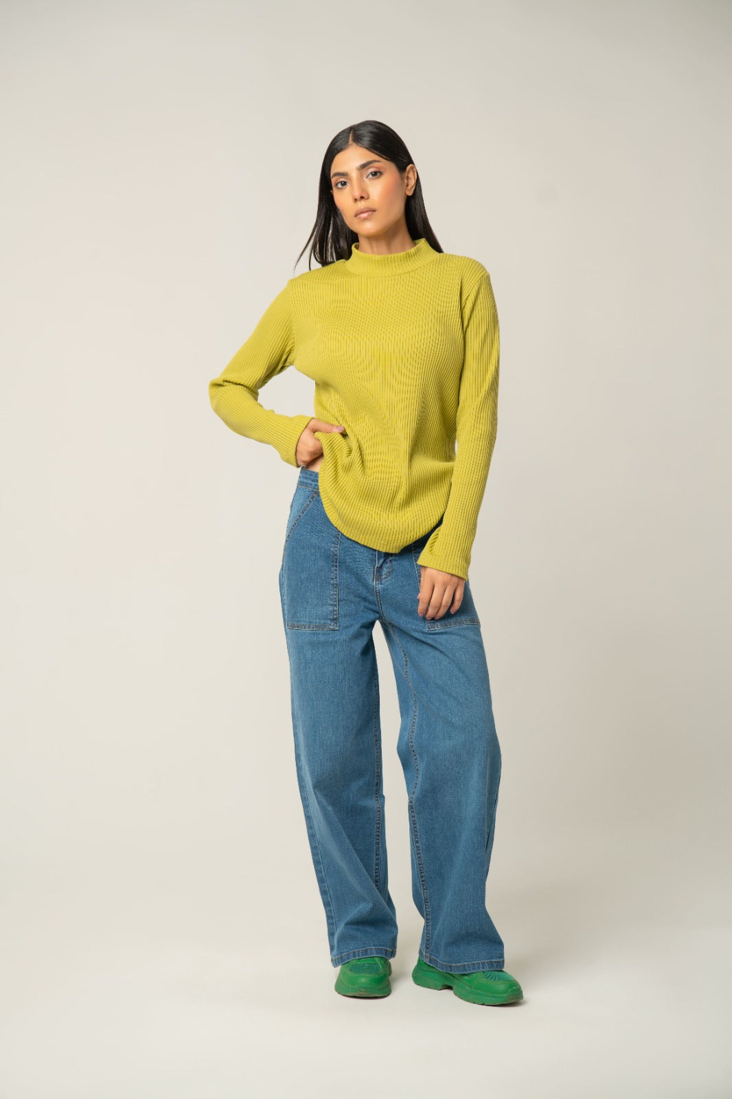The Vibrant Ribbed Mock Neck