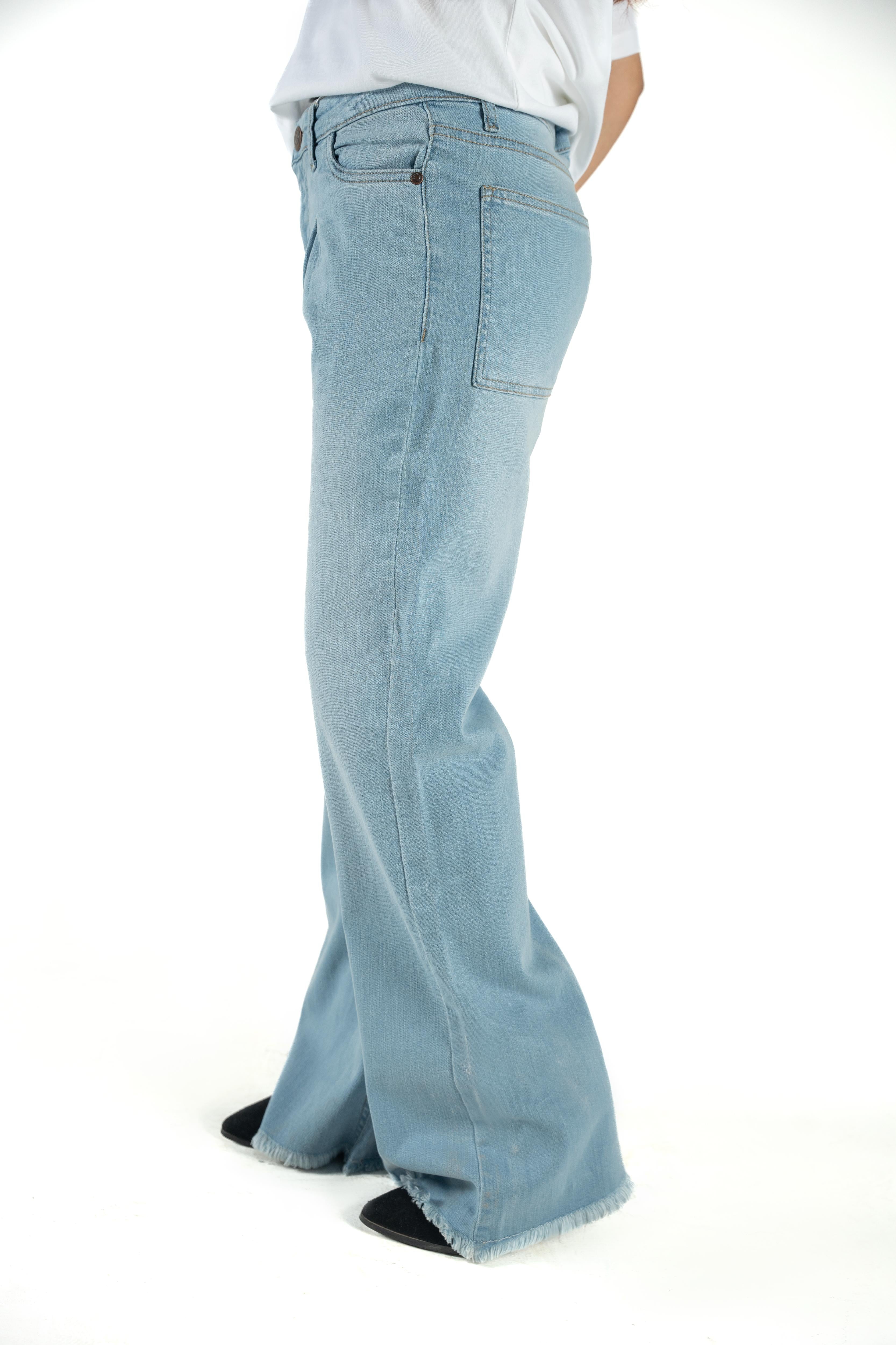 Women's Wide-Leg Raw Edge Denim