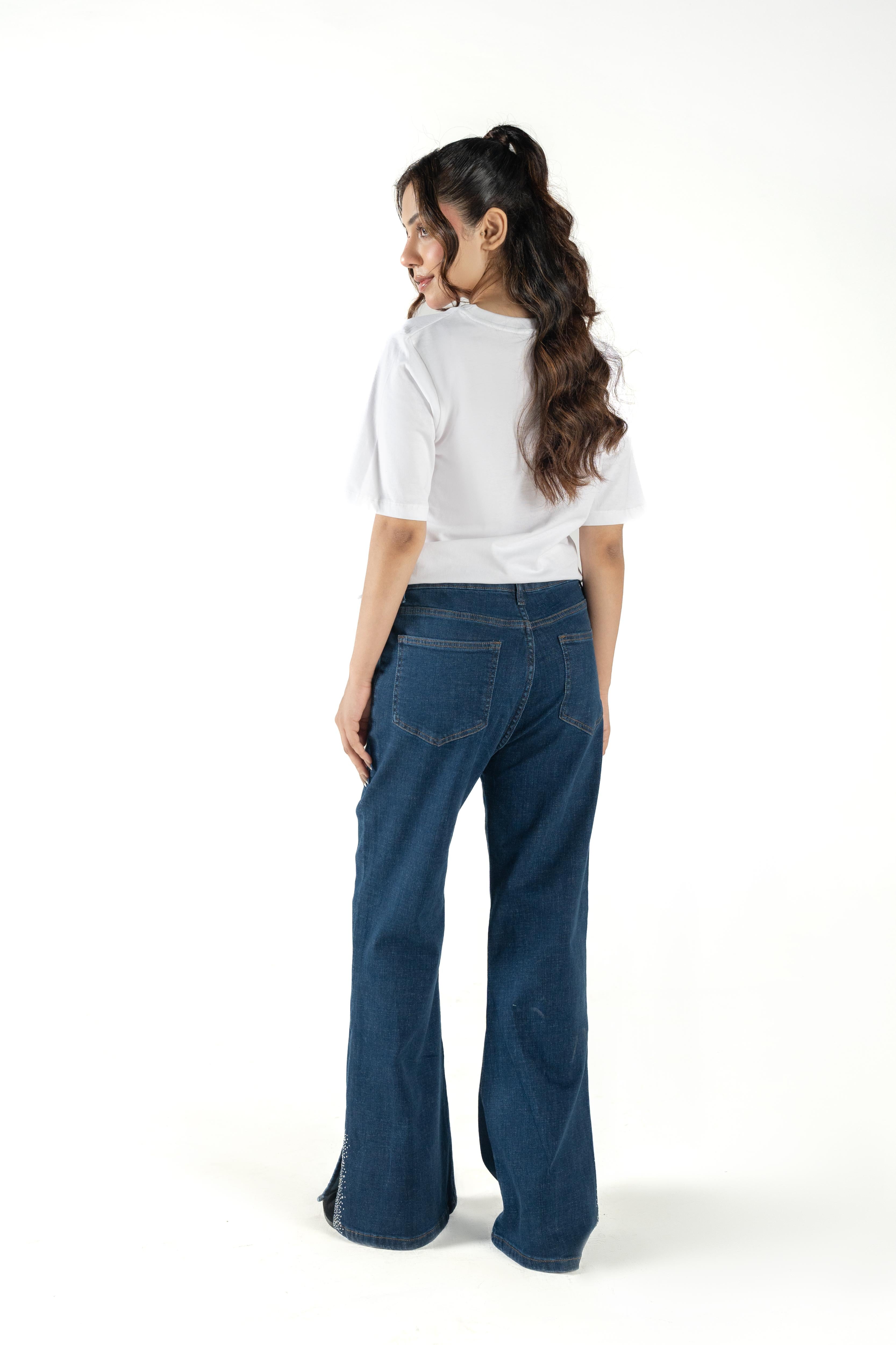 Women's Wide-Leg Paneled Indigo Denim