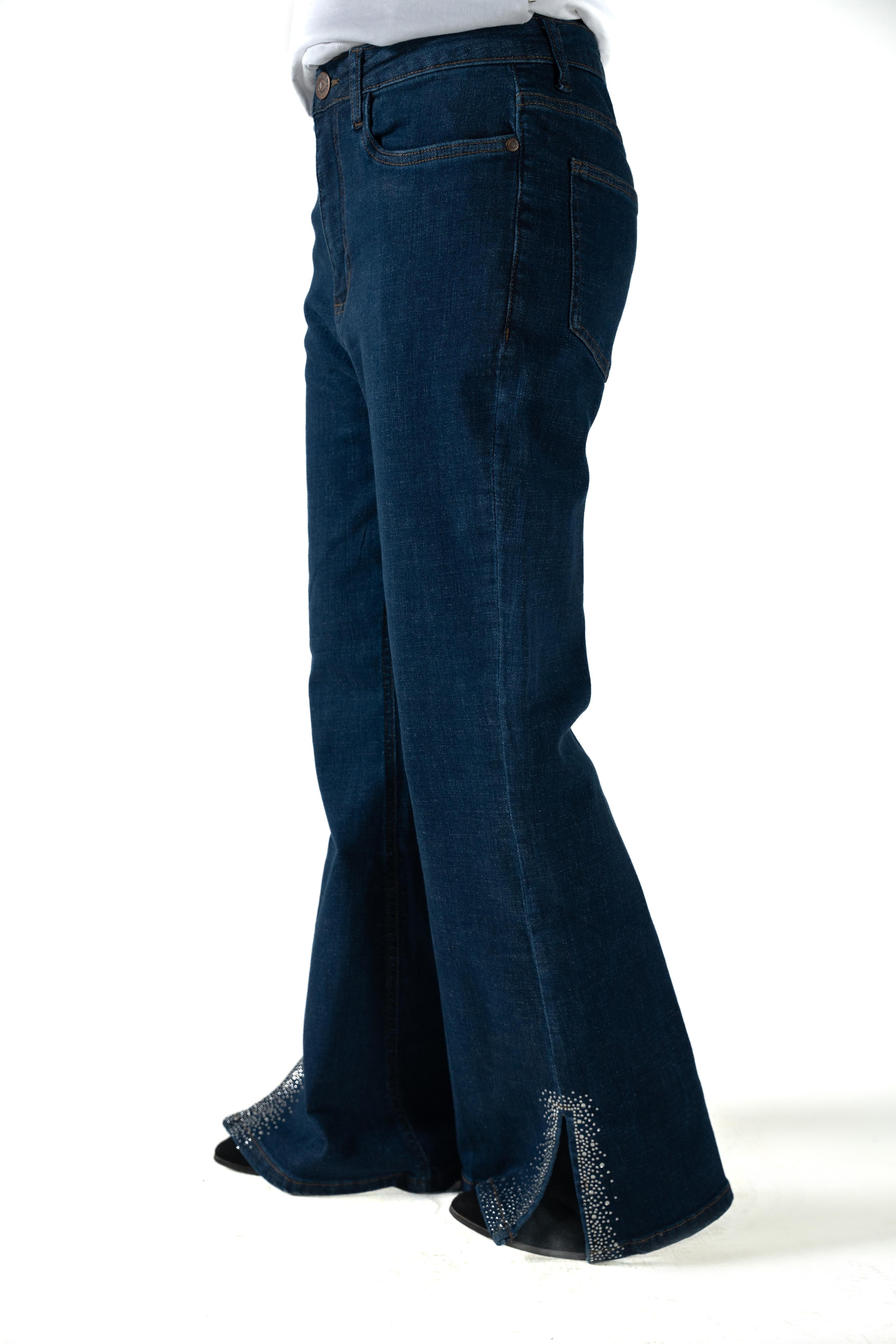 Women's Wide-Leg Paneled Indigo Denim