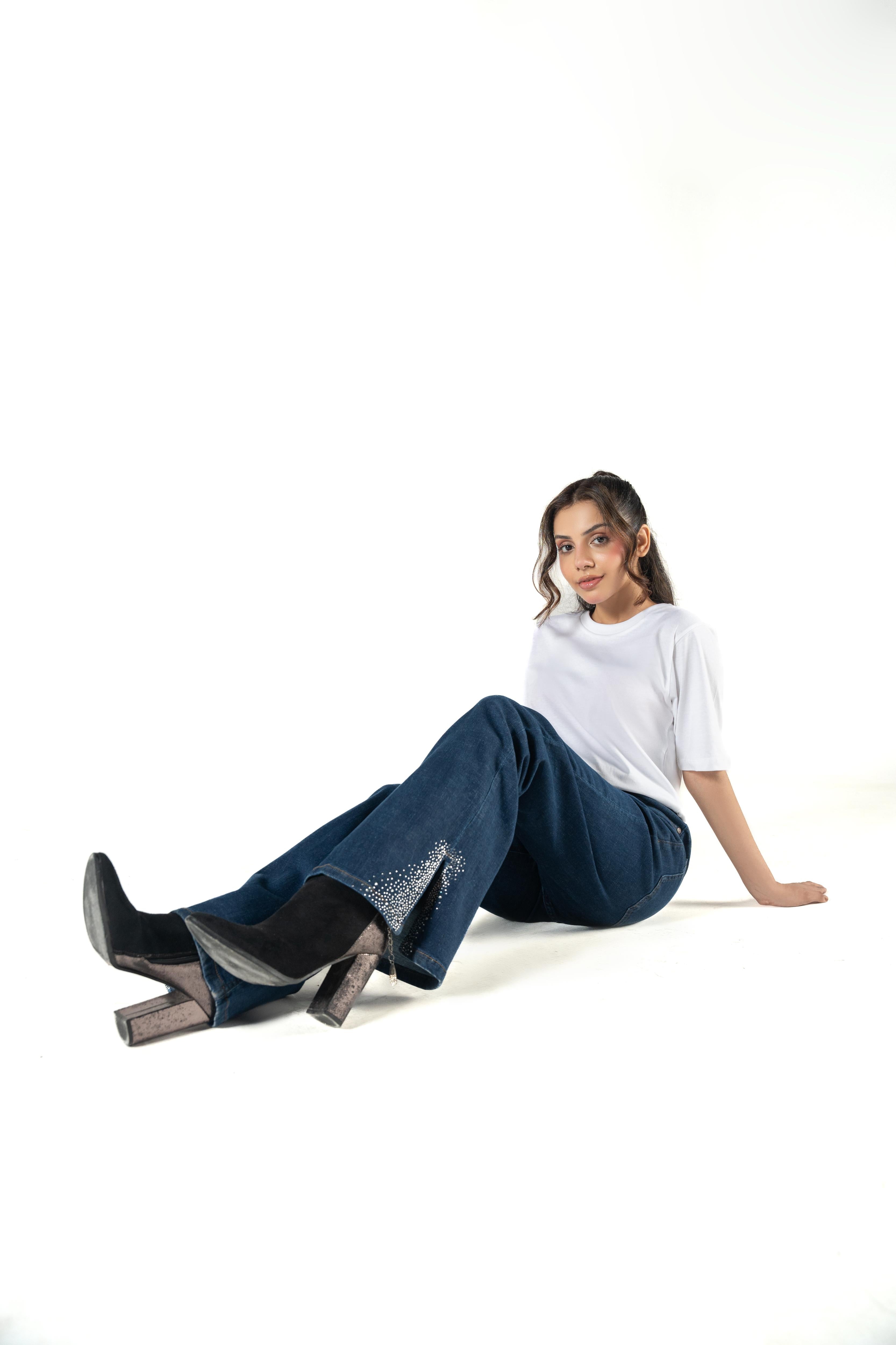 Women's Wide-Leg Paneled Indigo Denim