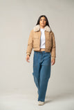 The Beige Quilted faux Leather Jacket