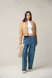 The Beige Quilted faux Leather Jacket