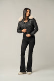 The Quilted Faux Leather Bomber Jacket