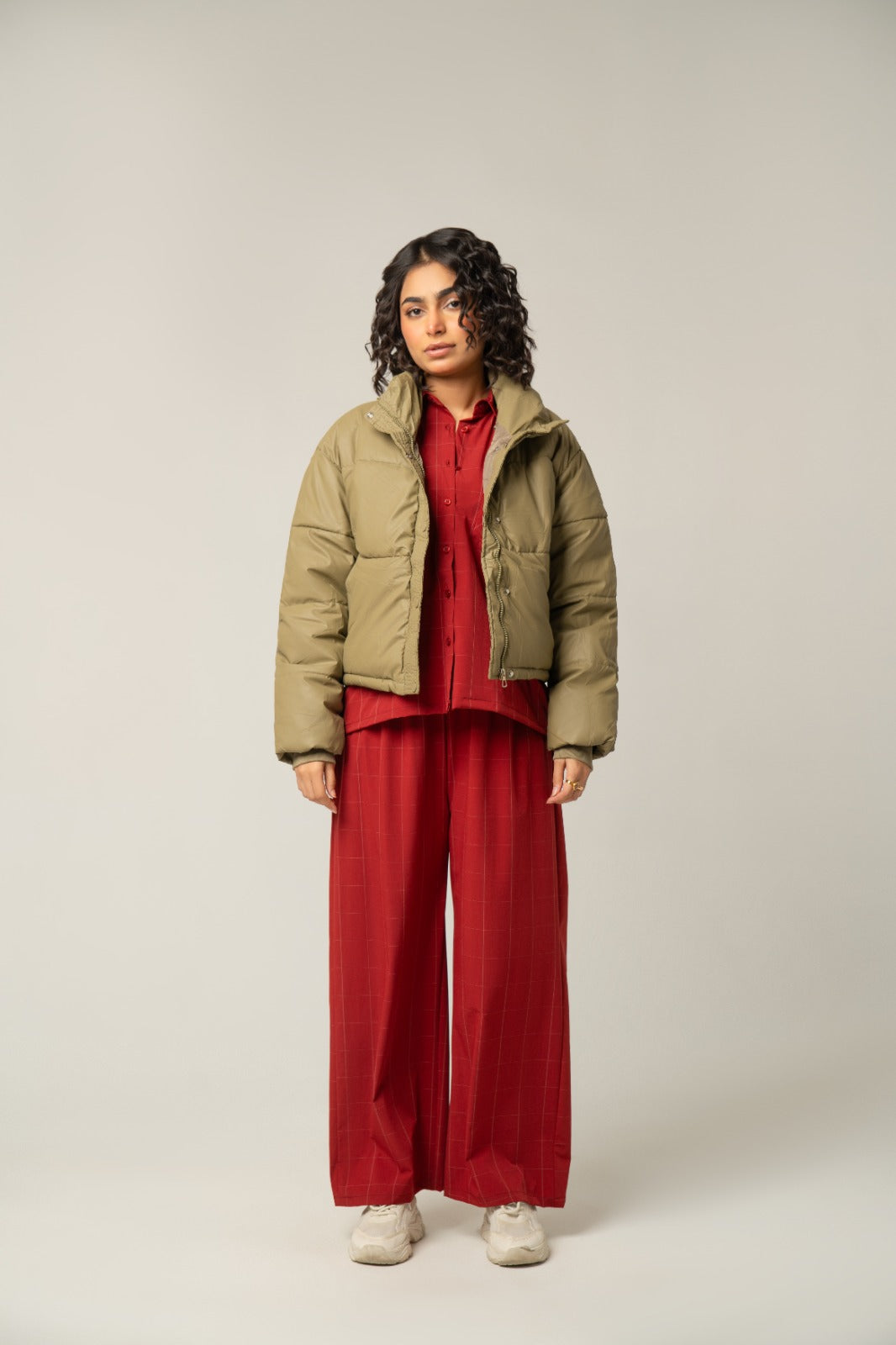 Stylish Faux Leather Puffer Jacket