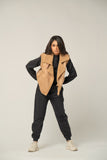 Camel Cropped High-Collar Puffer Jacket