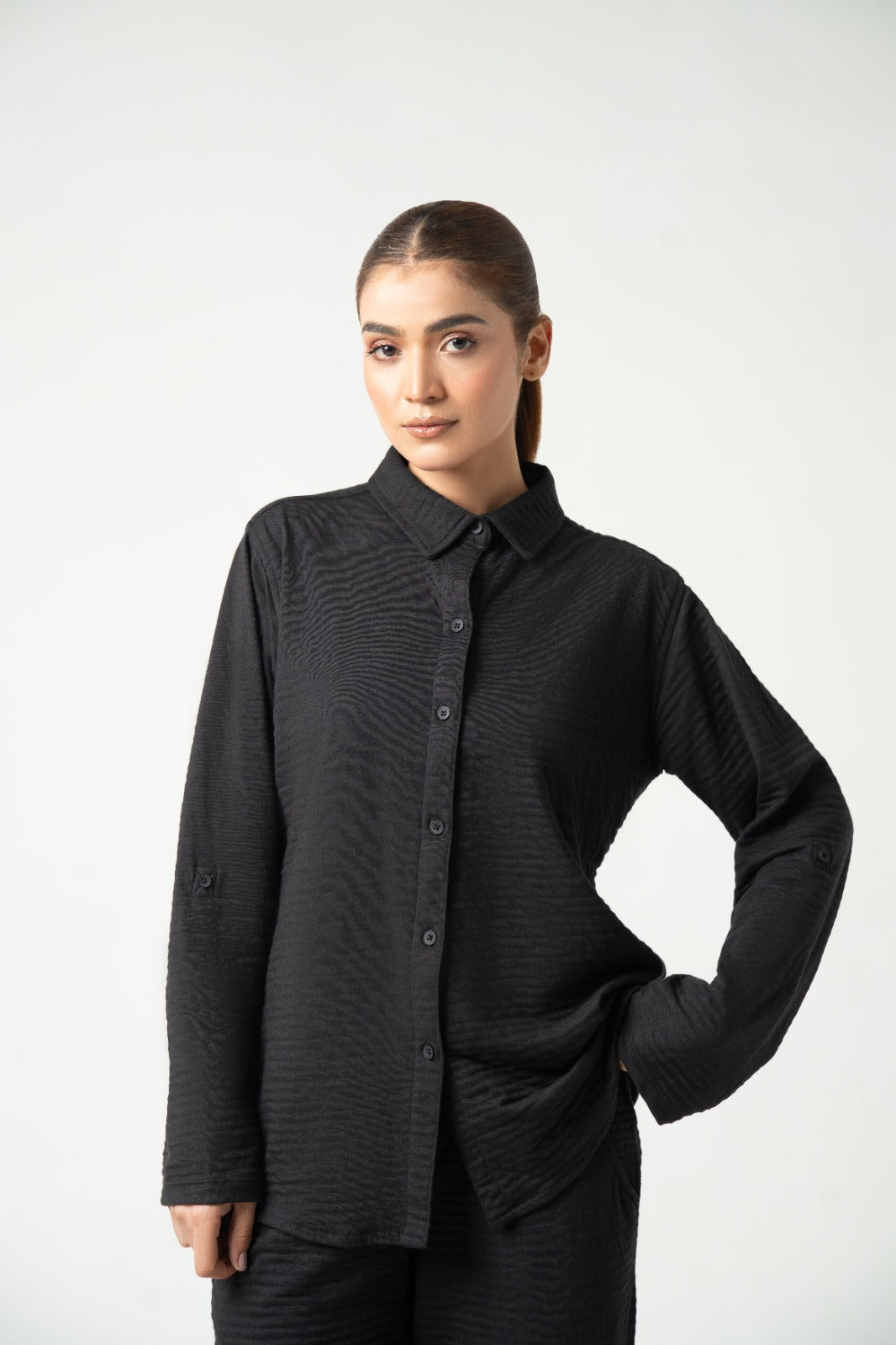 The Black Textured Co-ord Set
