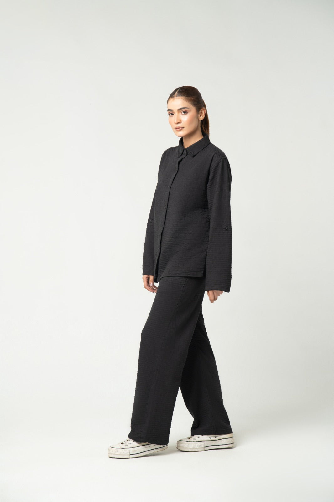 The Black Textured Co-ord Set