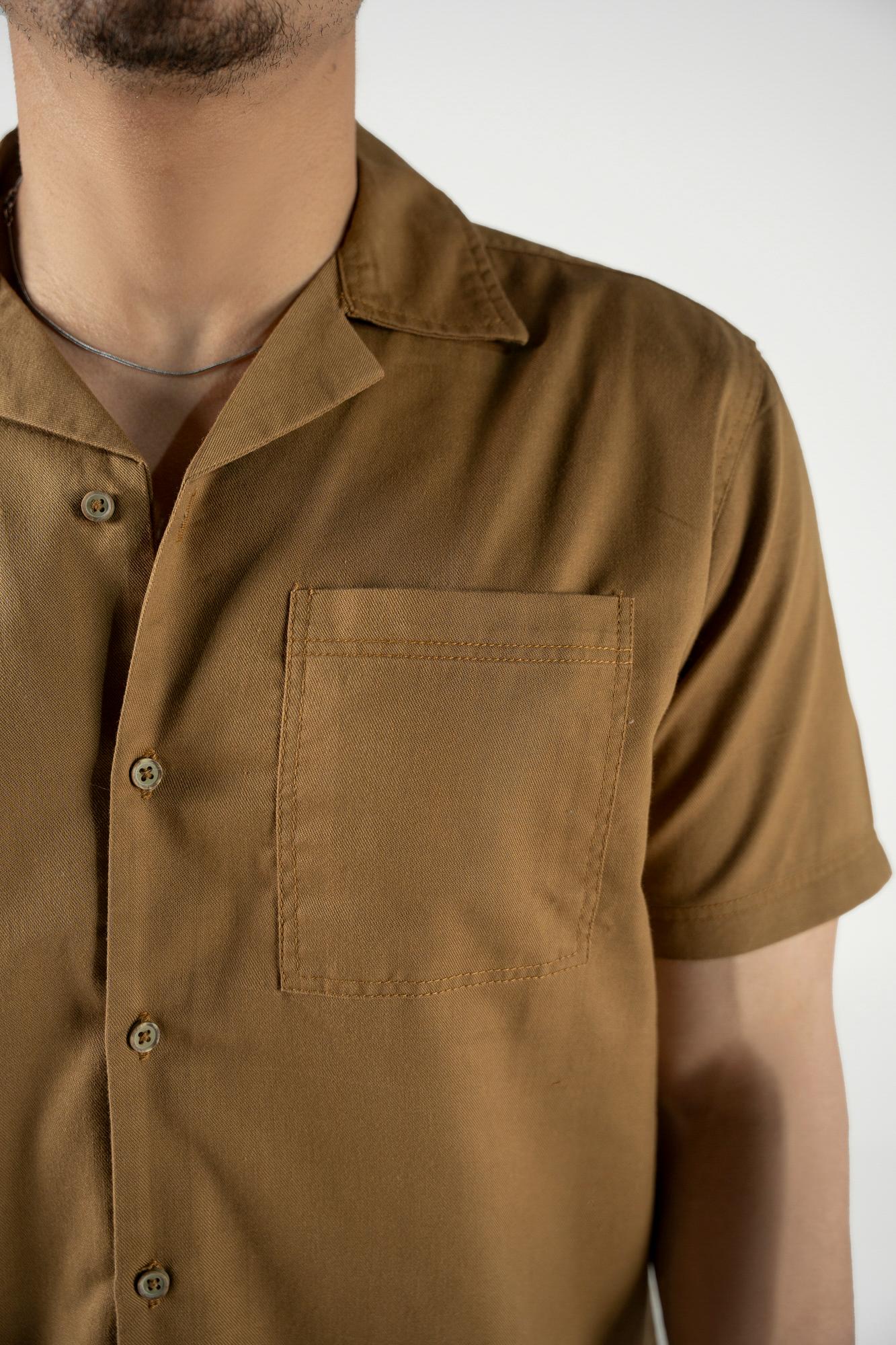 Men's Caramel Cuban Collar Shirt