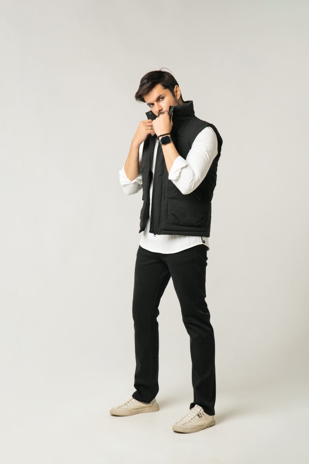 Black Structured Puffer Jacket