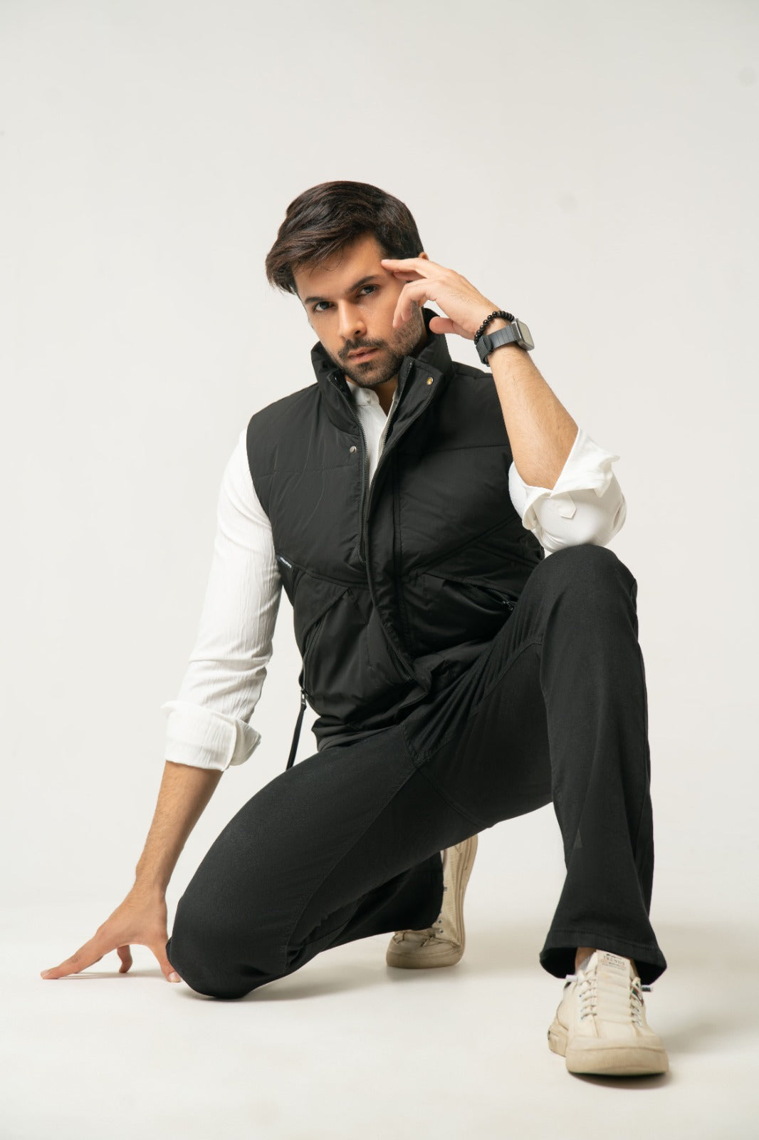 Black Structured Puffer Jacket