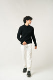 Textured  Black Mock Neck Sweater