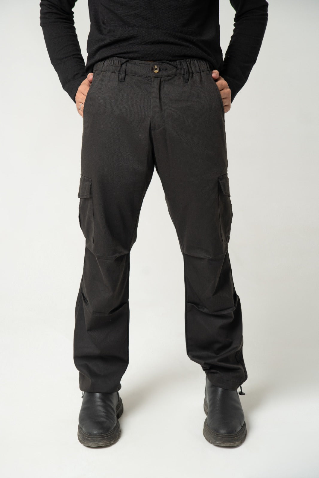 Black Adjustable Cargo Trouser