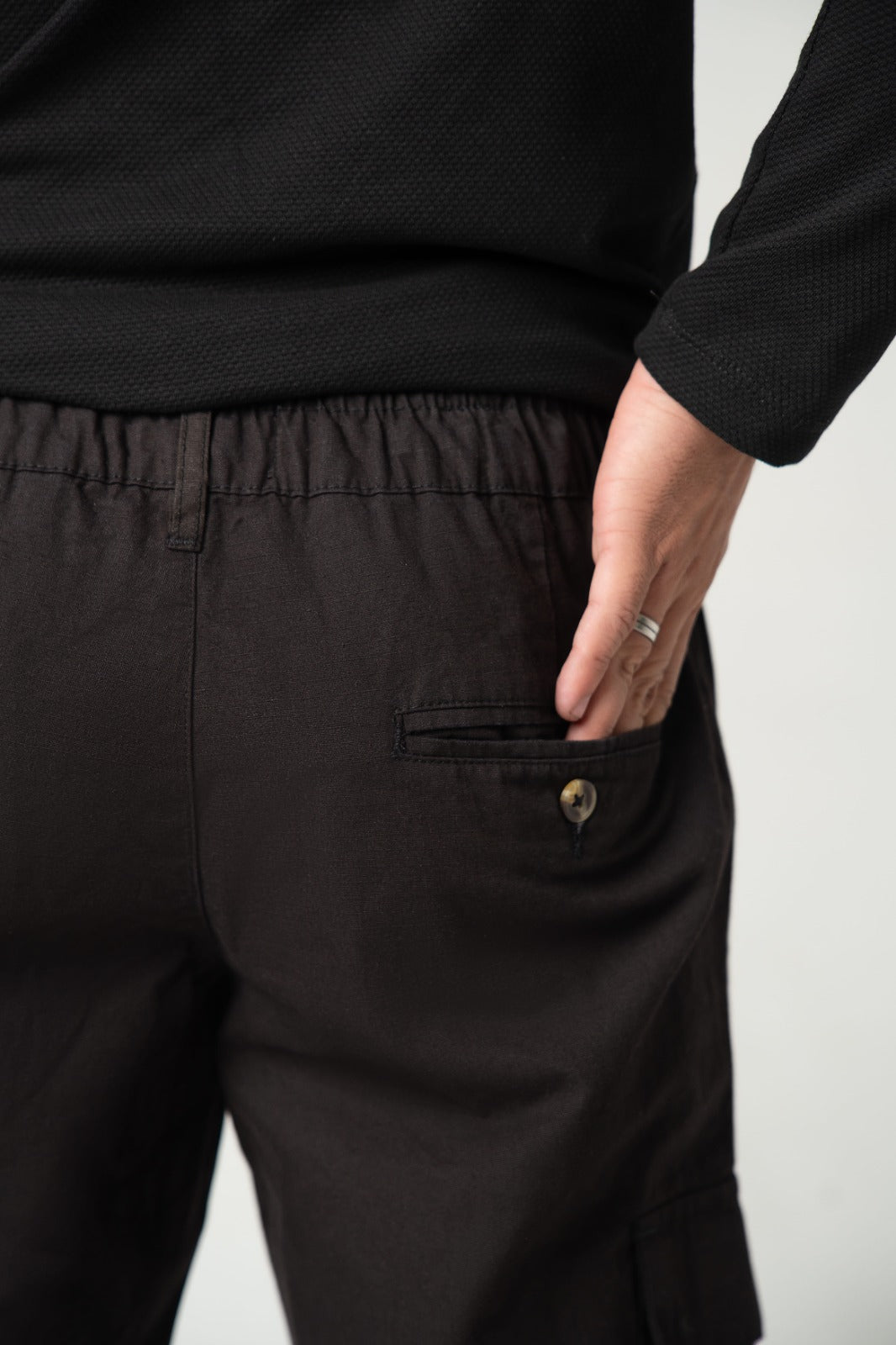 Men's Black Utility Cargo Trousers