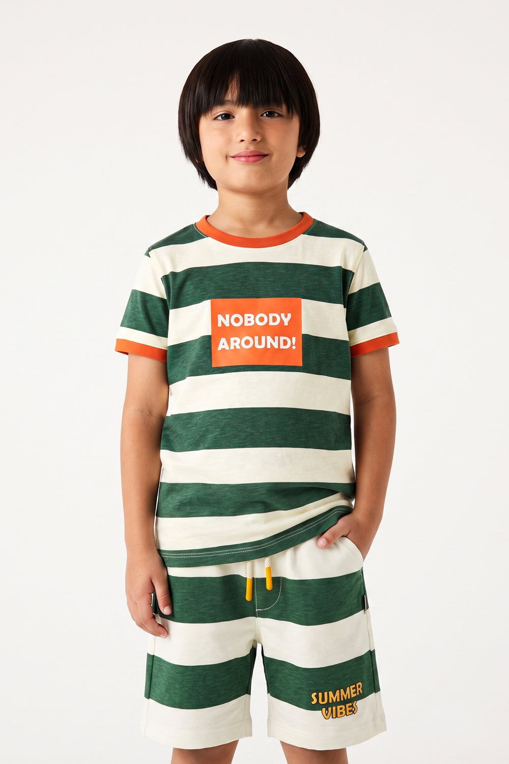 Green White Stripe Tee