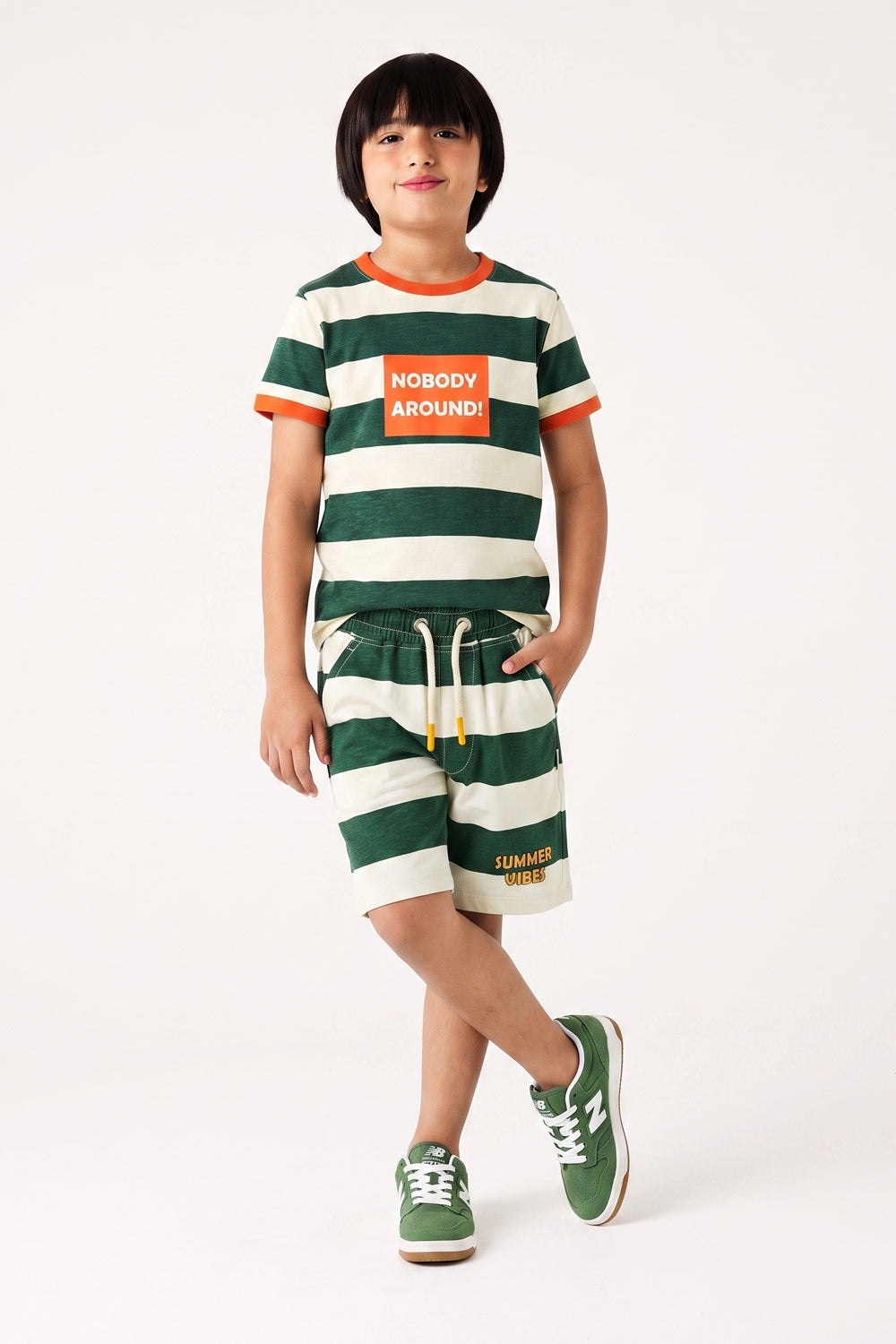 Green White Stripe Tee