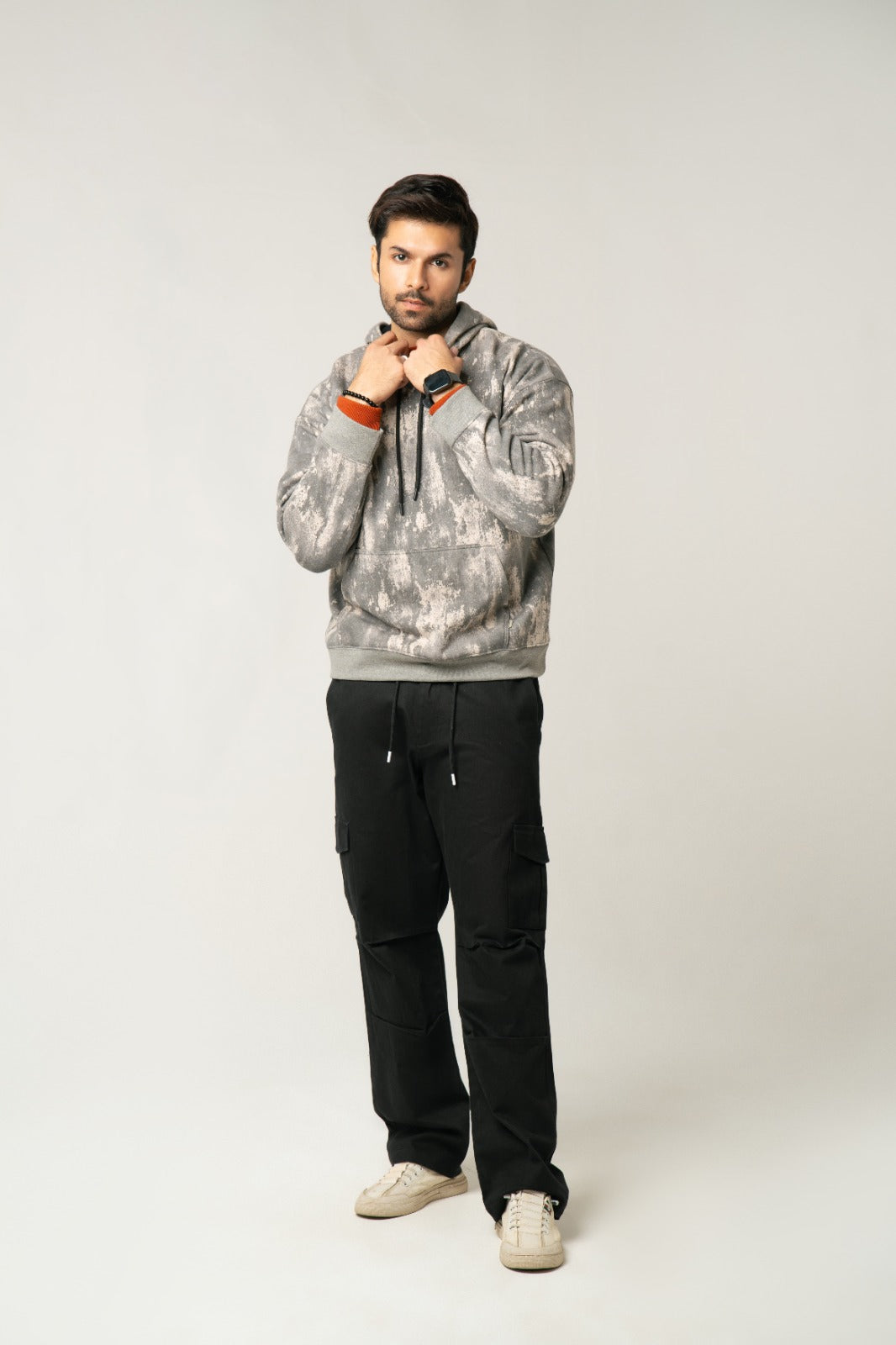 Grey Stone-Wash Hoodie