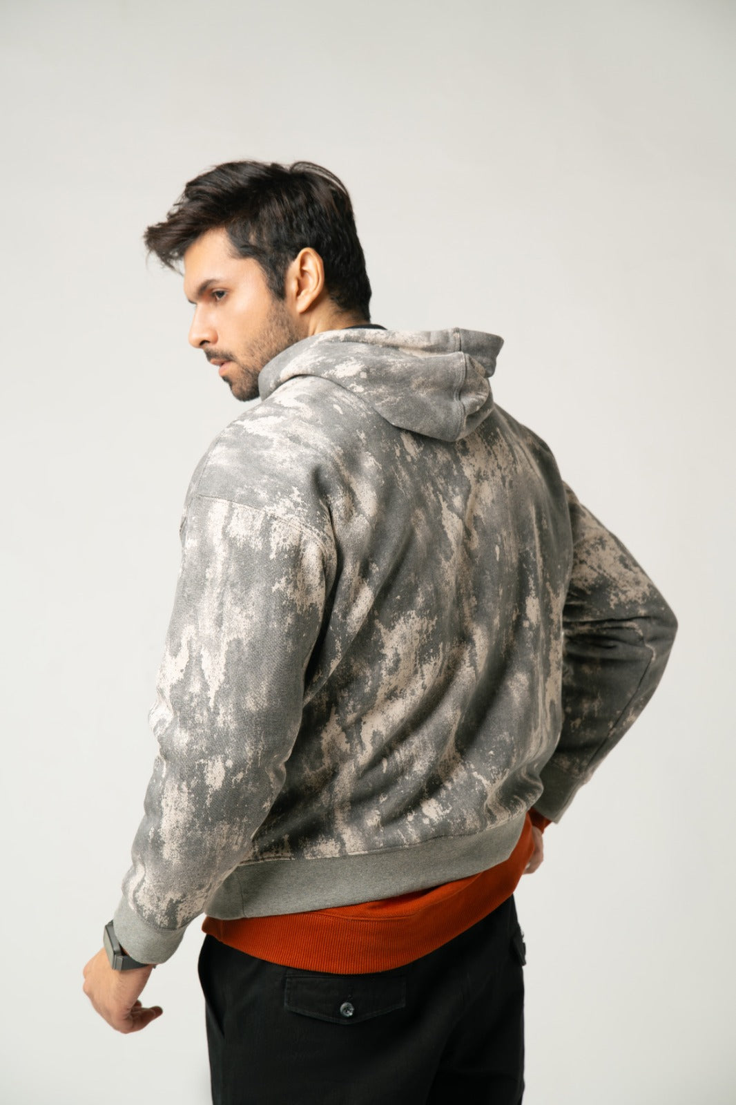Grey Stone-Wash Hoodie