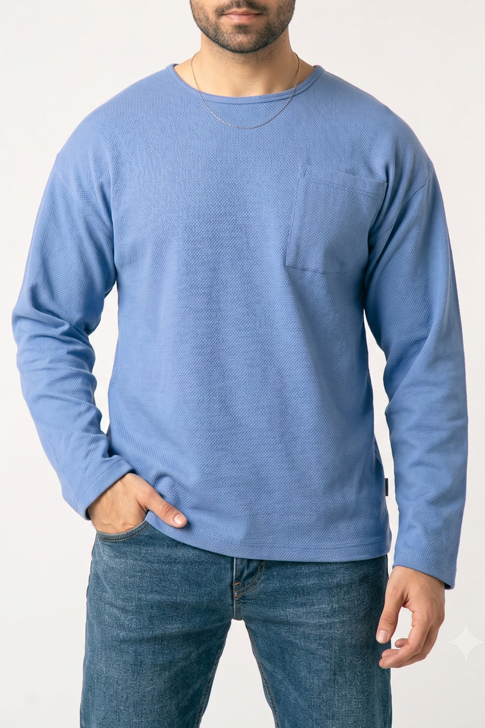 Blue Motivational Graphic Long Sleeve Tee