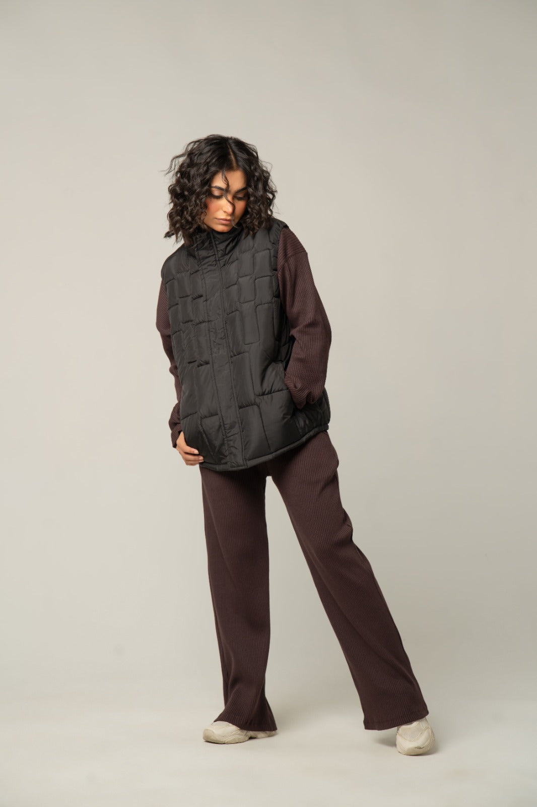 Black Quilted Sleeveless Puffer Jacket