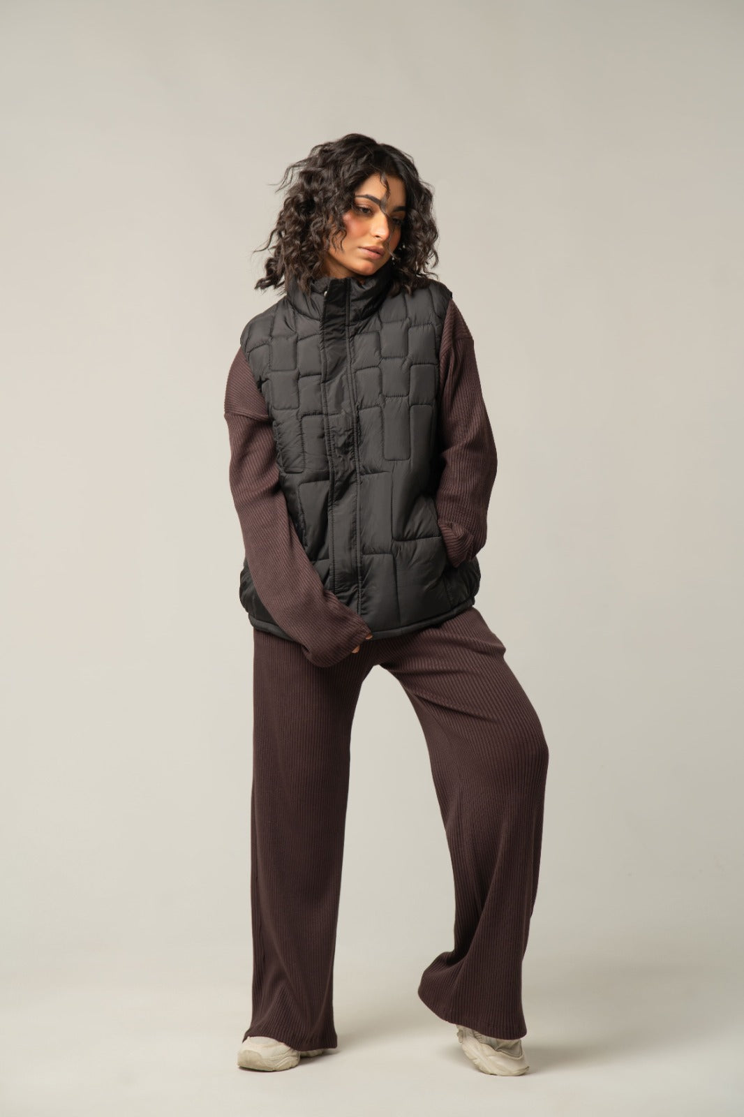 Black Quilted Sleeveless Puffer Jacket